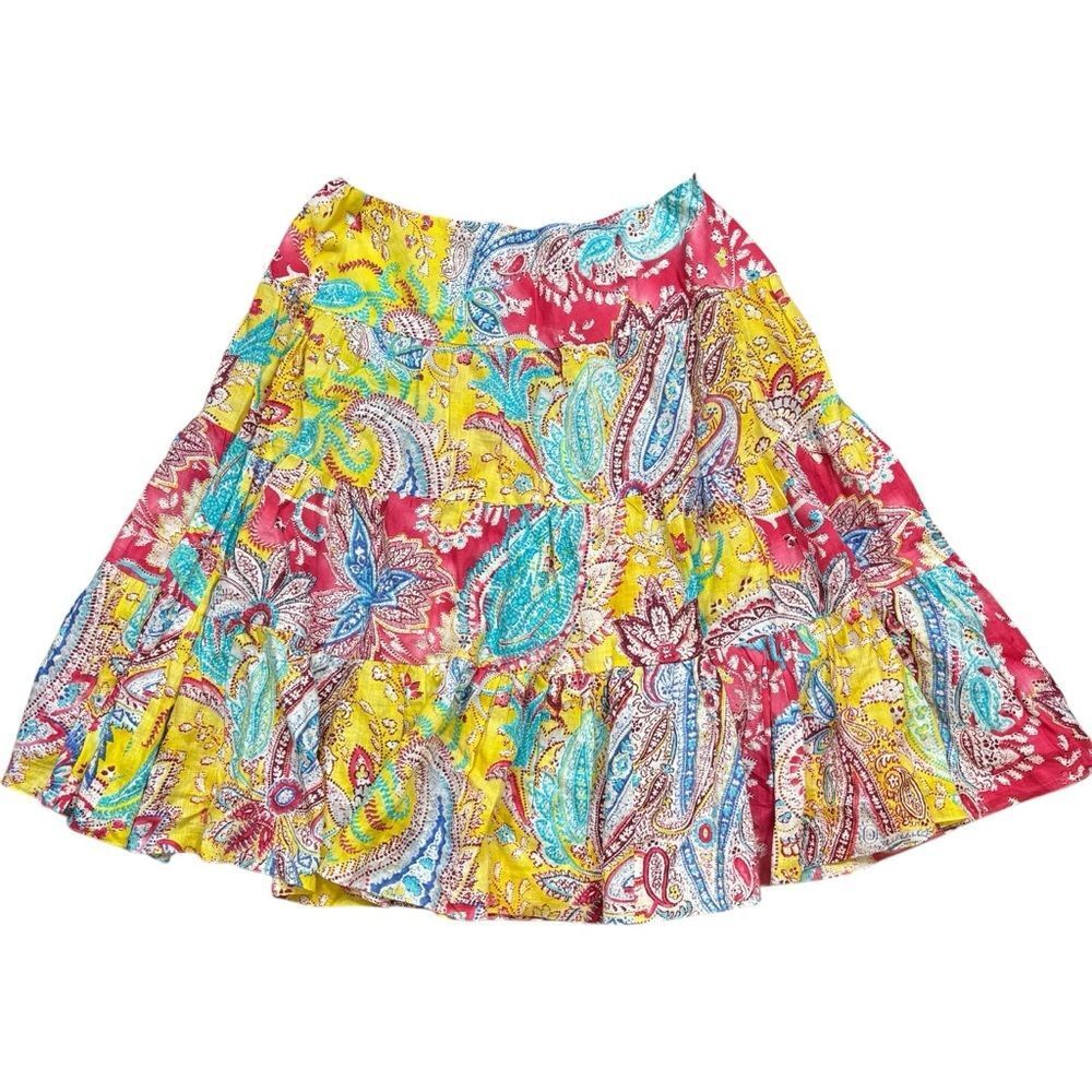 Lauren Ralph Lauren Floral Tiered Midi Skirt Size XL